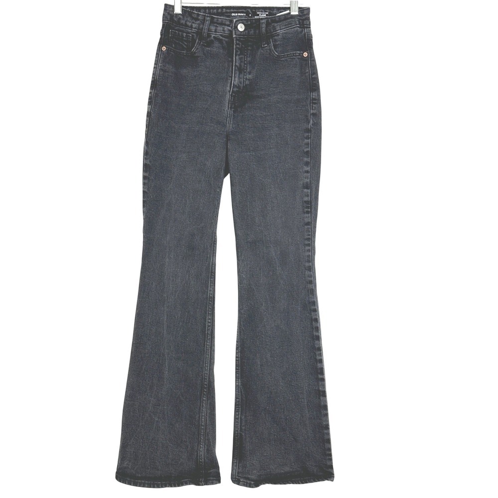 Old Navy High Rise Flare Jeans Black Wash Women's Size 2